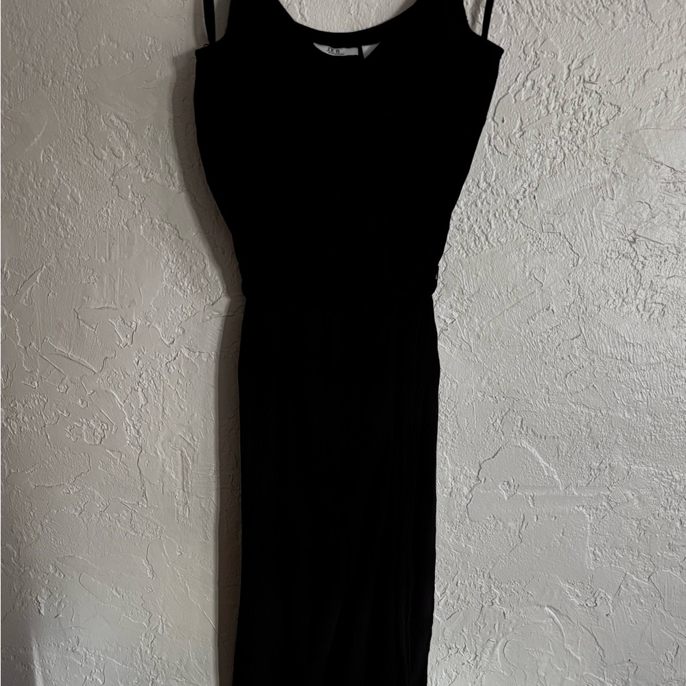 Joe B Black Crinkle‎ Rayon Spaghetti Strap Jumpsuit Medium Belted Boho